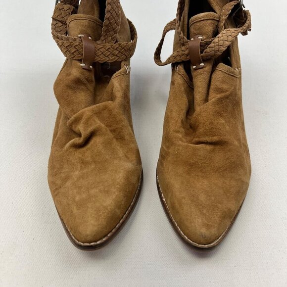 Musse & Cloud Tan Block Heel Ankle Boots Suede Pointed Toe EU 39 US 8 - Picture 4 of 8
